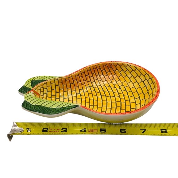 Vtg CA Clay Art Ceramic Mosaic Pear Serving Bowl Trinket Dish Colorful 8 In - Picture 9 of 11